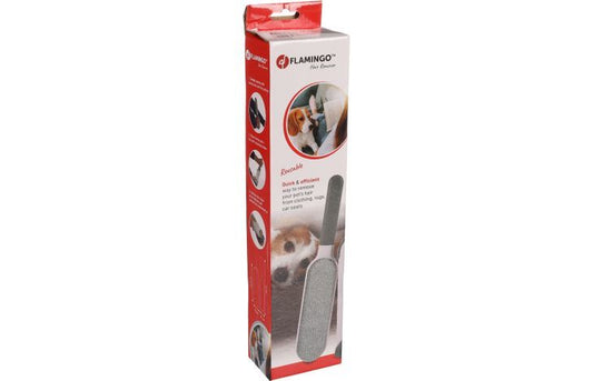 Flamingo Fura Cat Hair Remover White/Grey | Double-Sided Fabric Hair Remover with Tray