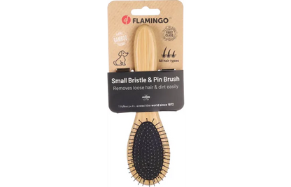 Flamingo Bristle & Pin Babu Dog Brush | Dual-Action Eco-Friendly Bamboo Dog Brush