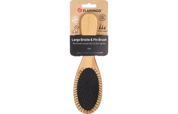 Flamingo Pin Brush Babu Dog Brush | Eco-Friendly Bamboo Pin Brush for Dogs