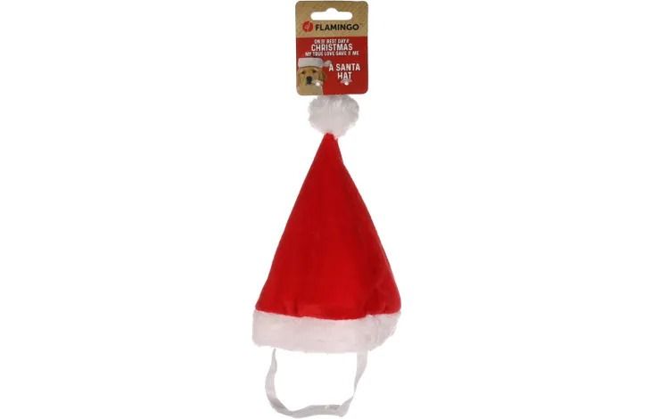 Flamingo Ponne Red Santa Christmas Dog Hat | Festive Holiday Costume for Dogs