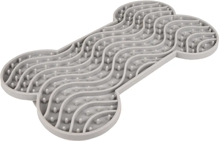 Flamingo Yummy Silicone Bone Grey Dog Lick Pad Large | Extra Large Licking Pad for Dogs