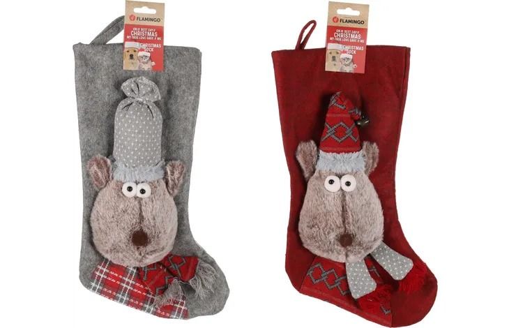 Flamingo Renda Reindeer Sock Christmas Cat Toy | Festive Plush Catnip Toy for Cats