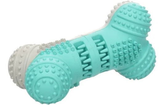 Flamingo Growi Dumbbell Light Dental Rubber Dog Toy Grey/Green | Durable Chew Toy for Teeth Cleaning