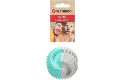 Flamingo Growi Dental Ball Rubber Dog Toy White/Green | Durable Chew Toy for Clean Teeth & Healthy Gums | 8cm