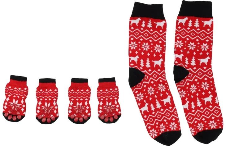 Flamingo Keysa Red Christmas Matching Socks | 4+2pcs "My True Love Gave Me"