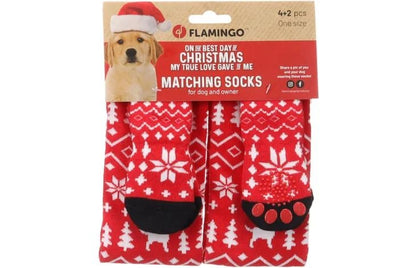 Flamingo Keysa Red Christmas Matching Socks | 4+2pcs "My True Love Gave Me"