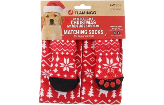 Flamingo Keysa Red Christmas Matching Socks | 4+2pcs "My True Love Gave Me"