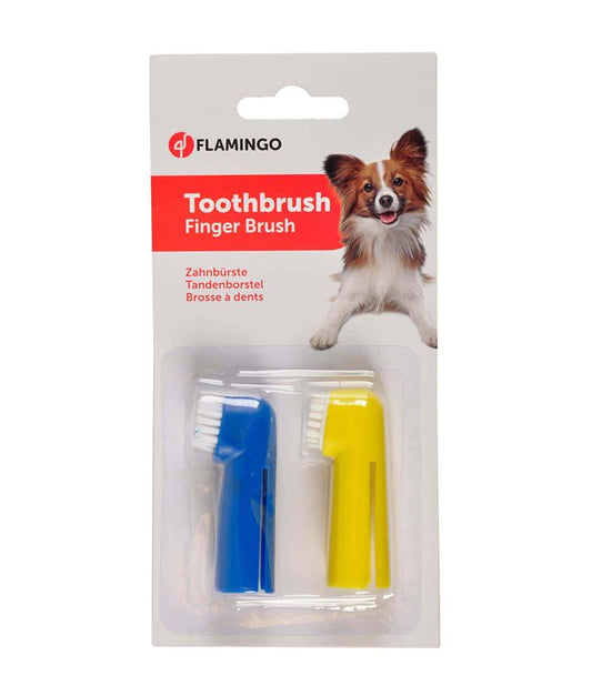 Flamingo Finger Toothbrush Set | Silicone Toothbrush for Dogs & Cats (2 Pieces)