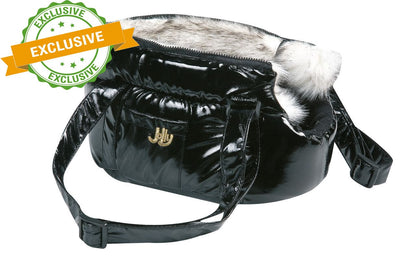 Flamingo Lola Carrying Bag Black | Small Pet Travel Carrier with Fleece Lining (4kg Capacity)