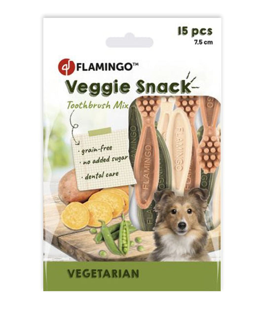 Flamingo Veggie Snack Toothbrush Mix Adult Dog Treats | Dental Health Dog Treats