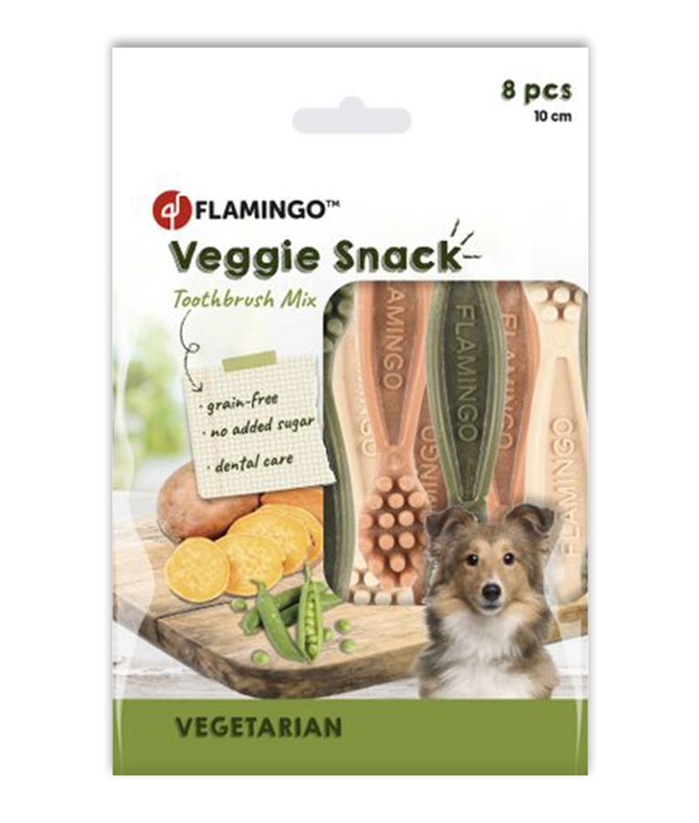 Flamingo Veggie Snack Toothbrush Mix Adult Dog Treats | Dental Health Dog Treats