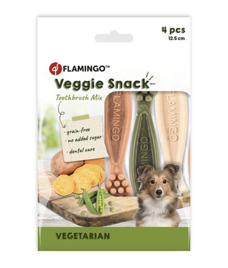 Flamingo Veggie Snack Toothbrush Mix Adult Dog Treats | Dental Health Dog Treats