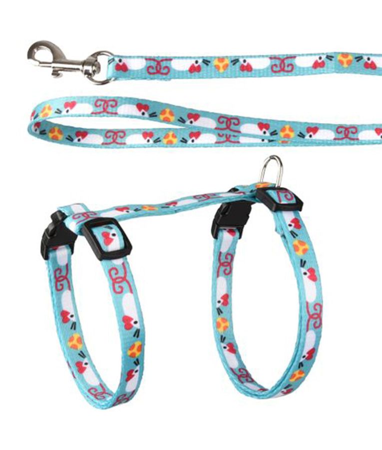 Flamingo Arwen Mouse Print Cat Harness & Leash | Adjustable Cat Harness with Mouse Design