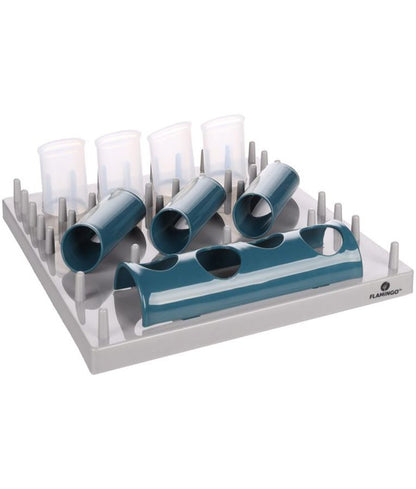 Flamingo Puzzle Feeder Hanto Interactive Cat Toy Grey/Blue 28.5x7cm | Slow Feeder & Enrichment Toy