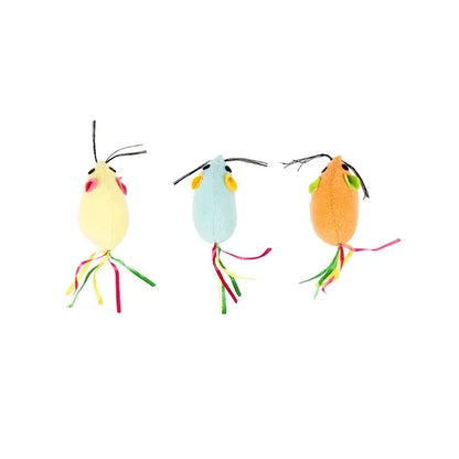 Duvo+ Terry Mouse With Ribbon Tail 3-Pack | Catnip-Infused Plush Cat Toys