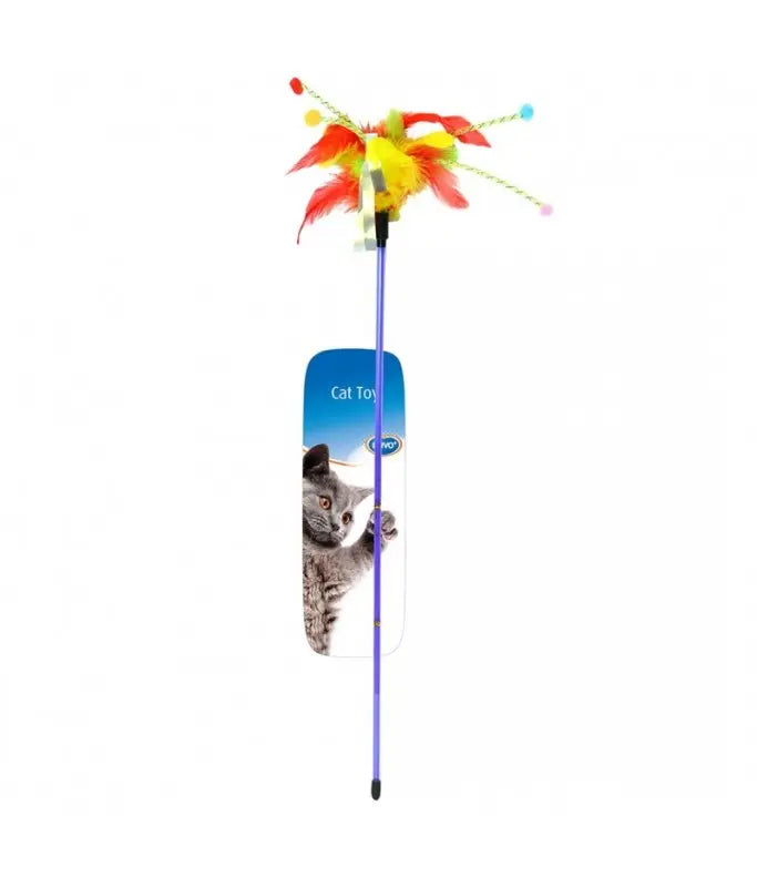 Duvo+ Assortment Playing Rod With Feathers 62cm | Interactive Cat Wand Toy