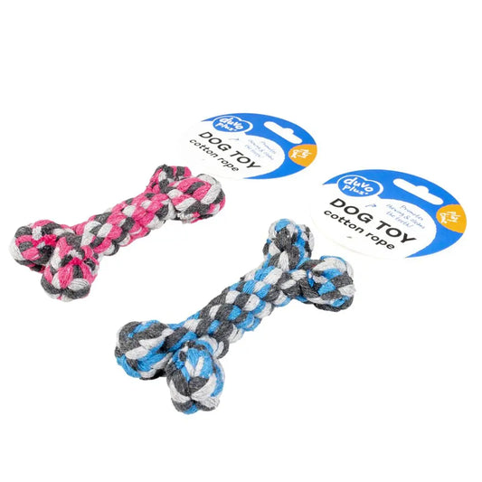 Duvo Knotted Cotton Bone 8cm | Durable Cotton Rope Chew Toy for Dogs
