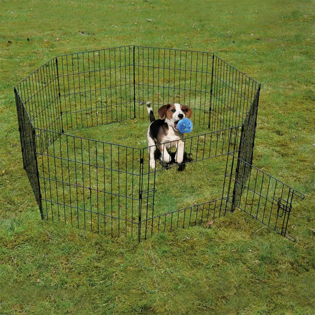 Duvo+ Puppy Run With Door & Net & Hooks Black | 60x60cm Pet Playpen