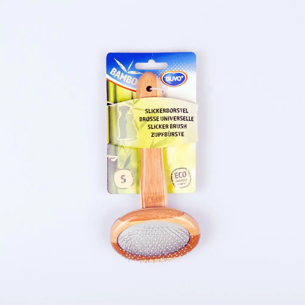 Duvo+ Bamboo Slicker Brush Small | Eco-Friendly Grooming Brush for Small Pets
