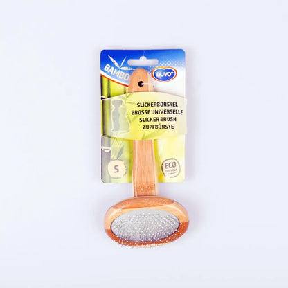 Duvo+ Bamboo Slicker Brush Small | Eco-Friendly Grooming Brush for Small Pets