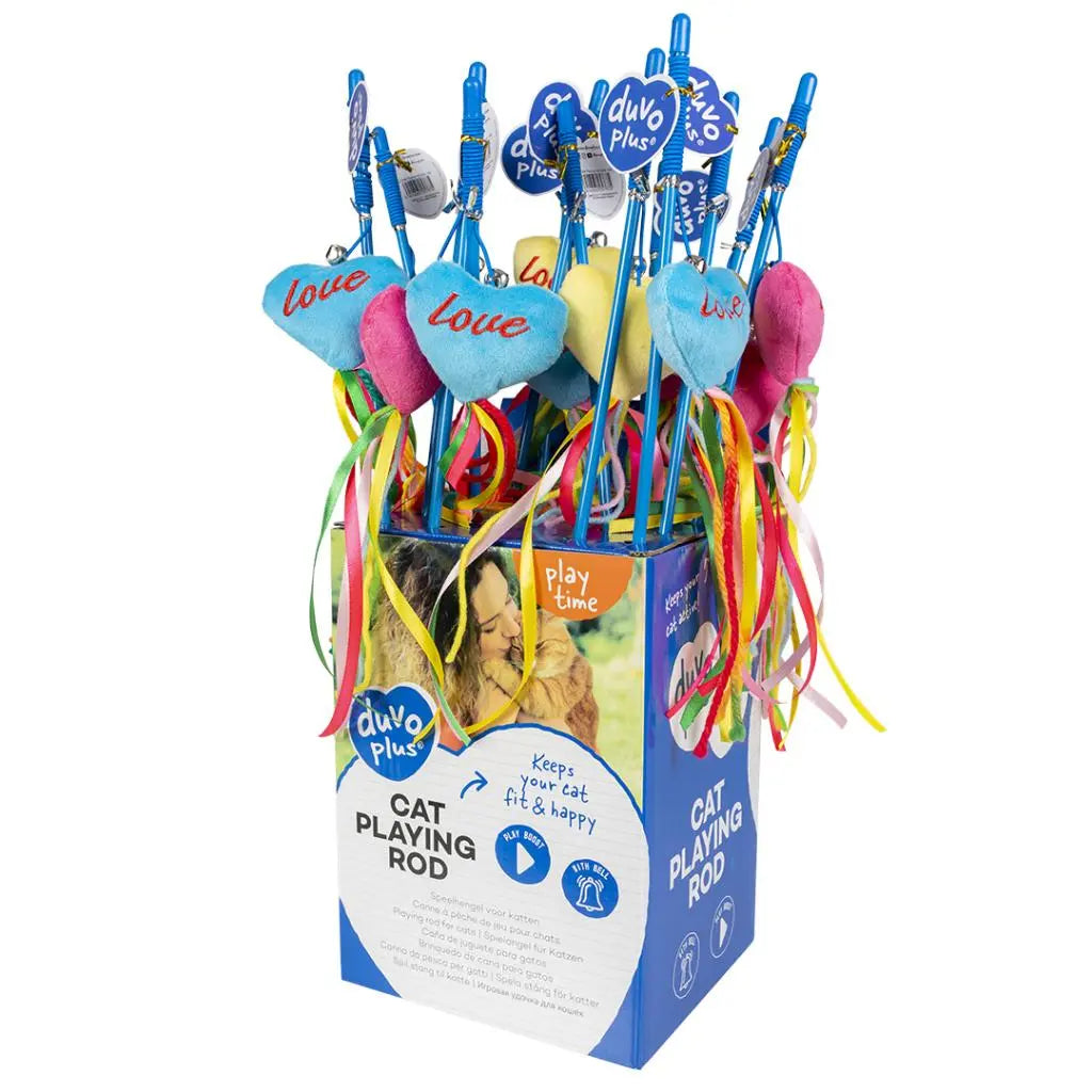 Duvo+ Playing Rod Love 53cm | Catnip-Filled Plush Heart Wand Toy