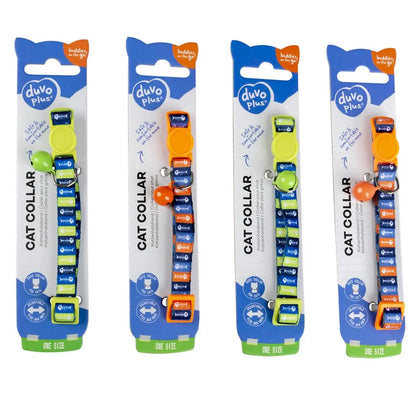 Duvo+ Cat Collar Nylon Fish Bones 1-Mixed Colors | Fish Skeleton Pattern Safety Collar with Bell 20-30cm