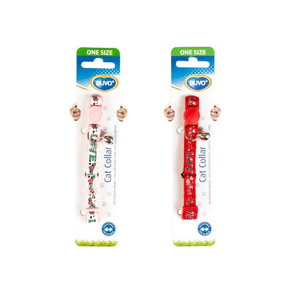 Duvo+ Cat Collar Nylon Love-Mixed Colors | Heart Pattern Breakaway Collar with Bell 20-30cm