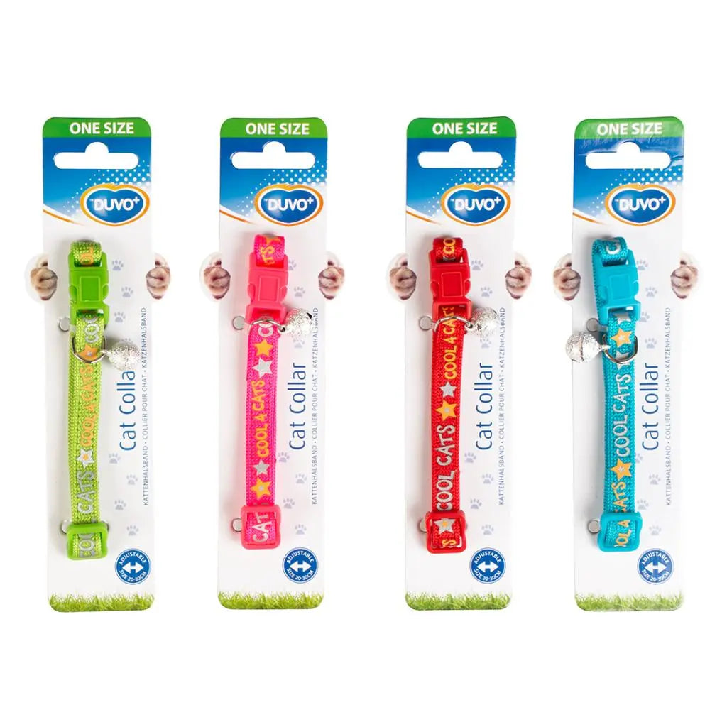 Duvo+ Cat Collar Nylon Cool Cats-Mixed Colors | Cat-Themed Nylon Collar with Safety Buckle & Bell 20-30cm