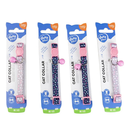 Duvo+ Cat Collar Nylon Blue/Beige Dots-Mixed Colors | Polka Dot Nylon Collar with Safety Buckle 20 - 30cm