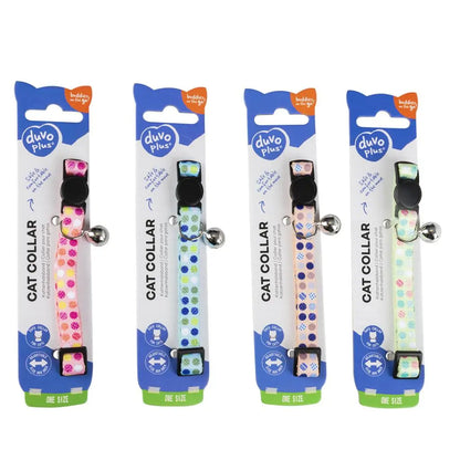 Duvo+ Cat Collar Nylon Candy-Mixed Colors | Patterned Nylon Collar with Safety Buckle & Bell 20 - 30cm