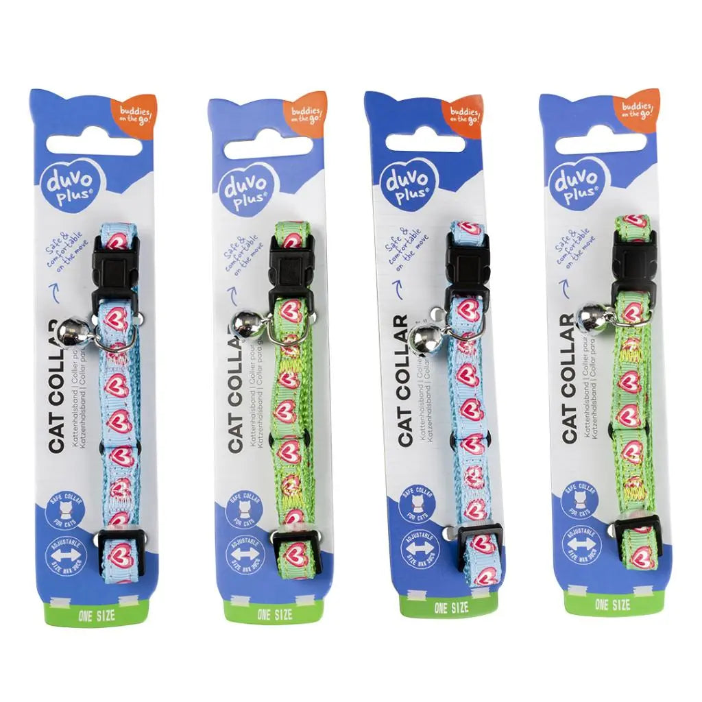 Duvo+ Cat Collar Nylon Hearts-Mixed Colors | Reflective Heart Pattern with Breakaway Safety Buckle 20 - 30cm