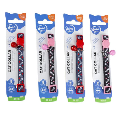 Duvo+ Cat Collar Fish Bones 2 (Pack of 2) - Mixed Colors | Safety Collar with Bell 20 - 30cm