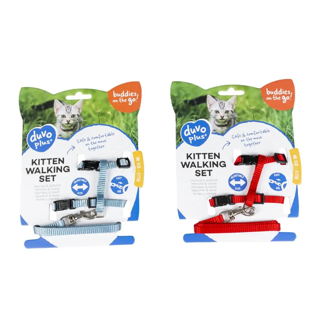Duvo+ Kitten Walking Set Uni-Mixed Colors | Adjustable Harness & Leash for Kittens 15-25cm