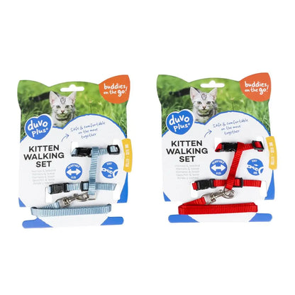 Duvo+ Kitten Walking Set Uni-Mixed Colors | Adjustable Harness & Leash for Kittens 15-25cm