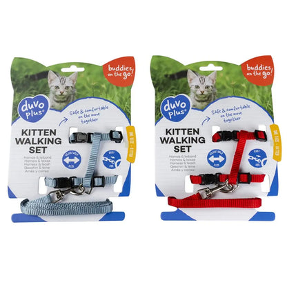 Duvo+ Kitten Walking Set Uni-Mixed Colors | Adjustable Harness & Leash for Kittens 15-25cm