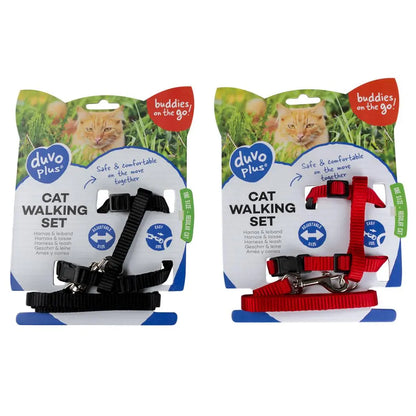Duvo+ Cat Walking Set Uni-Mixed Colors | Adjustable Harness & Leash for Cats 20-35cm
