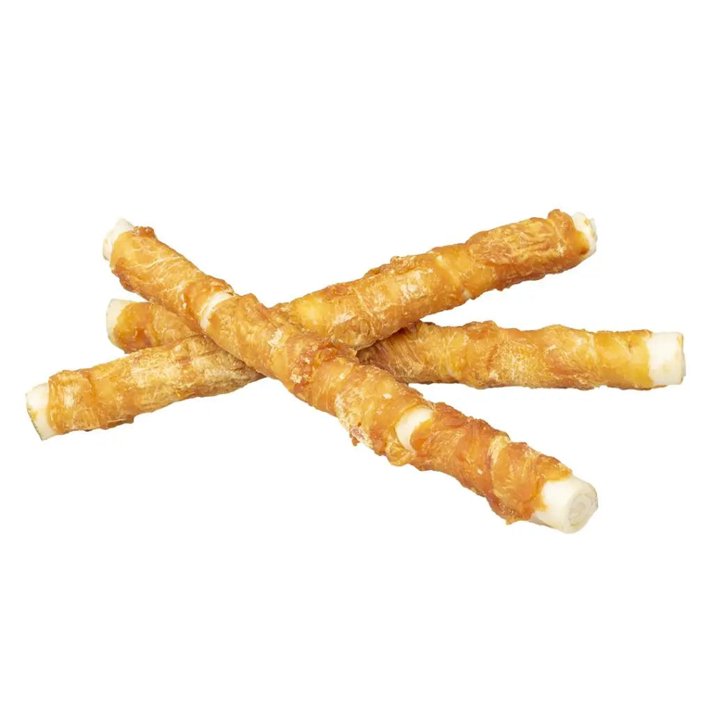 Duvo+ Meat Chicken & Rawhide Sticks Small 400g | Twisted Chicken & Rawhide Chews