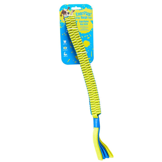 Duvo+ Supa' Nylon Tug Stick S 30x30cm | Durable Dog Tug Toy Blue/Yellow