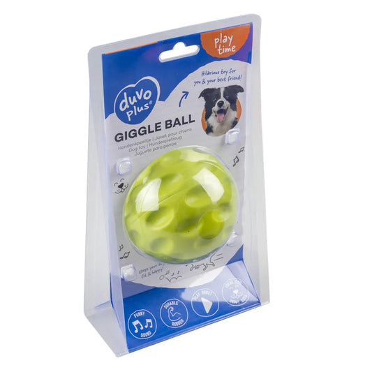 Duvo+ Giggle Ball Green 9cm | Funny Squeaky Rubber Dog Toy