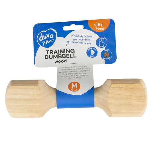 Duvo+ Wooden Retrieving Dumbbell M | Oak Training Dummy for Dogs