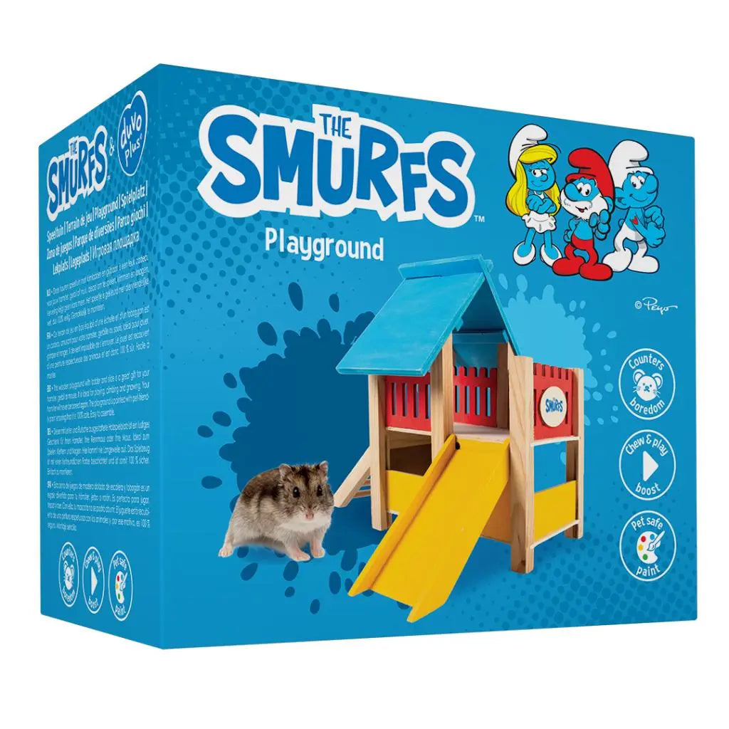 Duvo+ The Smurfs Playground | Wooden Activity House for Hamsters & Mice