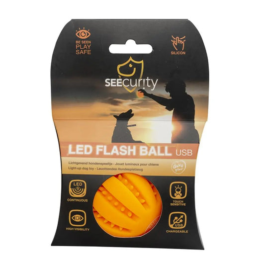 Duvo+ LED Flash Ball Orange | Rechargeable Light-Up Fetch Ball for Dogs 6.4cm