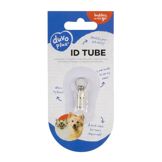 Duvo+ Id Tube 2.8cm Silver | Waterproof ID Capsule for Dog & Cat Collars
