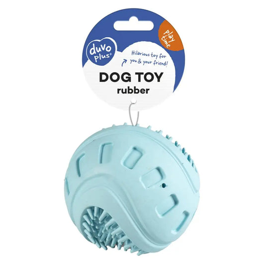 Duvo+ Giggle Ribble Ball Blue | Squeaky Rubber Dog Toy 8.5cm