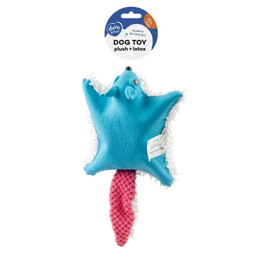 Duvo+ Plush & Latex Flying Squirrel Blue/Pink | Soft Cat Toy