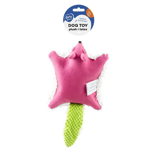 Duvo+ Plush & Latex Flying Squirrel Purple/Green | Soft Squeaky Cat Toy