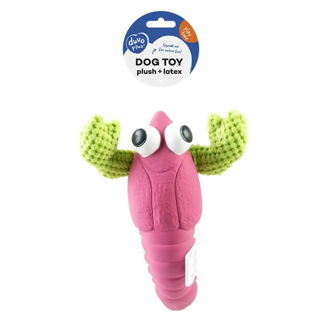Duvo+ Plush & Latex Lobster Purple/Green | Squeaky Crustacean Dog Toy