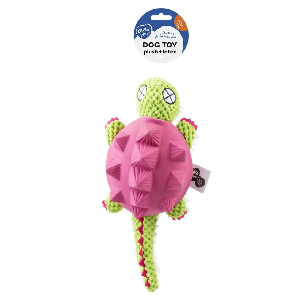 Duvo+ Plush & Latex Armadillo Purple/Green | Squeaky Dog Toy