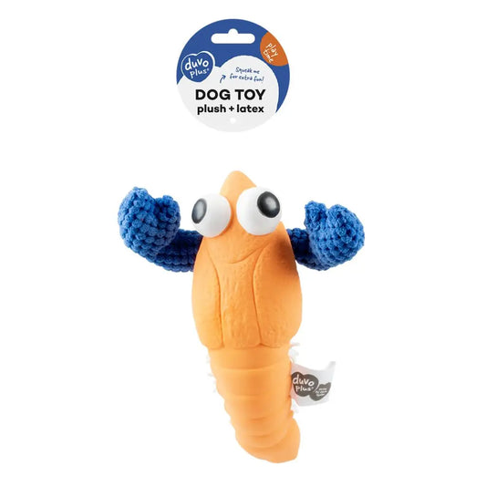 Duvo+ Plush & Latex Lobster Orange/Blue | Squeaky Dog Toy