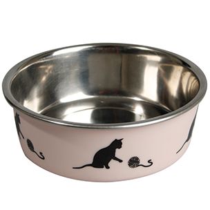 Flamingo Bella Kena Cat Bowl | Stainless Steel Cat Bowl with Non-Slip Ring